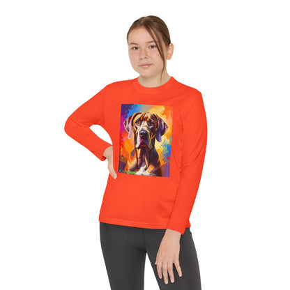Pup Art Canvas - Kid's Sport Long Sleeve Tee (Great Dane)