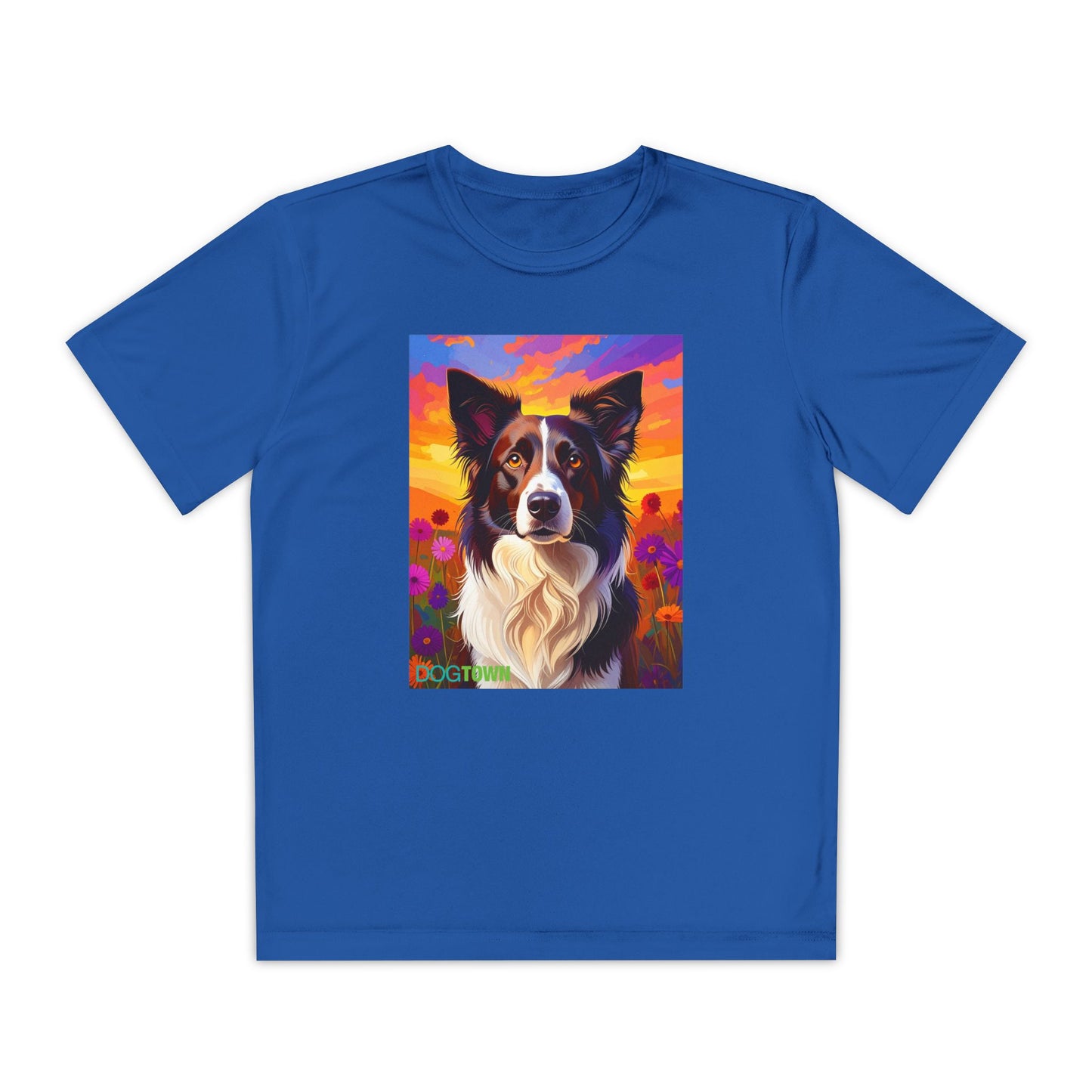Pup Art Canvas - Kid's Sport Short Sleeve Tee (Border Collie)