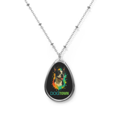 Dogtown Oval Necklace - Boston Terrier