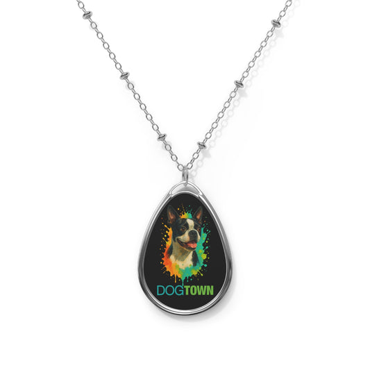 Dogtown Oval Necklace - Boston Terrier