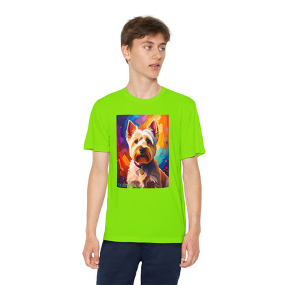 Pup Art Canvas - Kid's Sport Short Sleeve Tee (West Highland White Terrier)