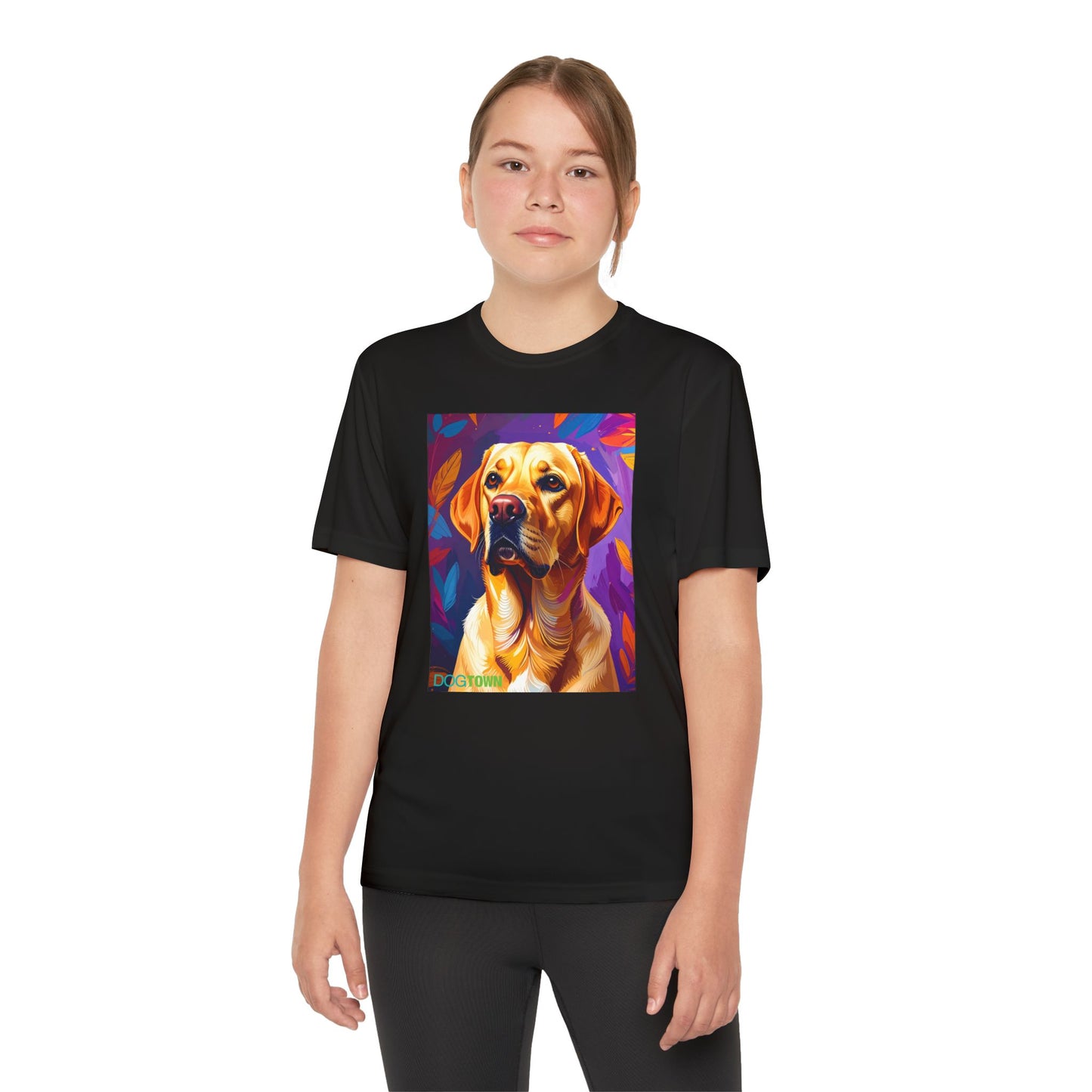 Pup Art Canvas - Kid's Sport Short Sleeve Tee (Yellow Lab)