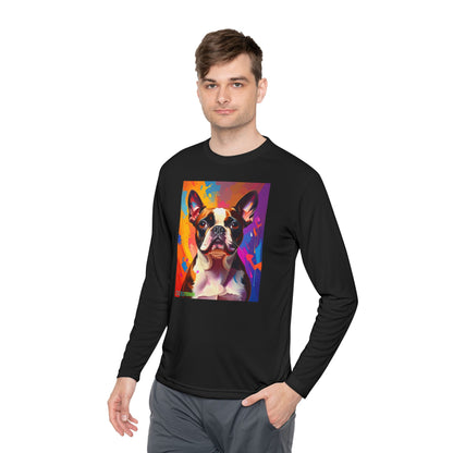Pup Art Canvas Sport Long Sleeve Tee (Boston Terrier)
