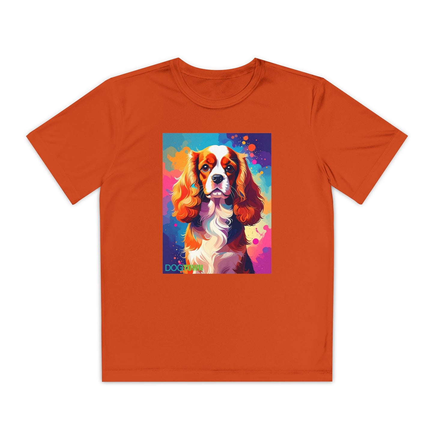 Pup Art Canvas - Kid's Sport Short Sleeve Tee (Cavalier King Charles Spaniel)