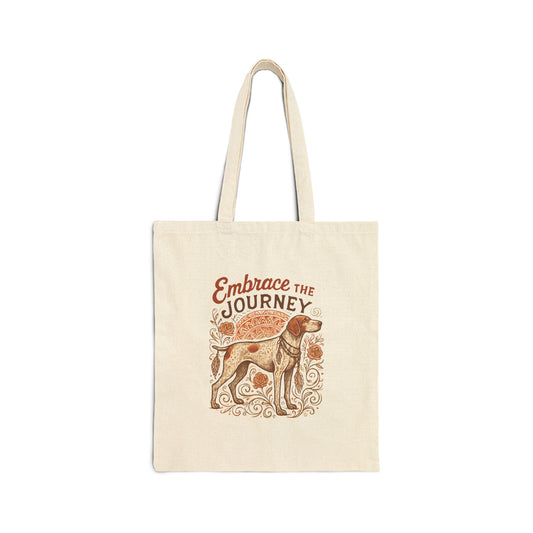 Dogtown Boho Revival "Embrace the Journey" Cotton Canvas Tote Bag (German Shorthaired Pointer)