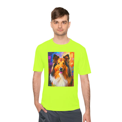 Pup Art Canvas Unisex Moisture Wicking Tee (Shetland Sheepdog (Sheltie))