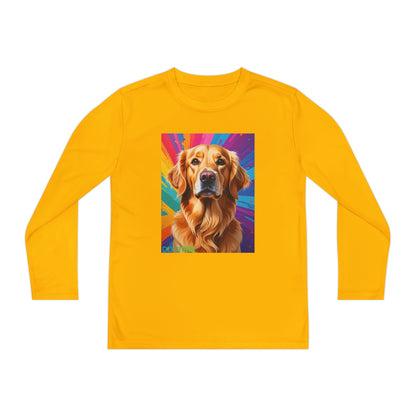 Pup Art Canvas - Kid's Sport Long Sleeve Tee (Golden Retriever)