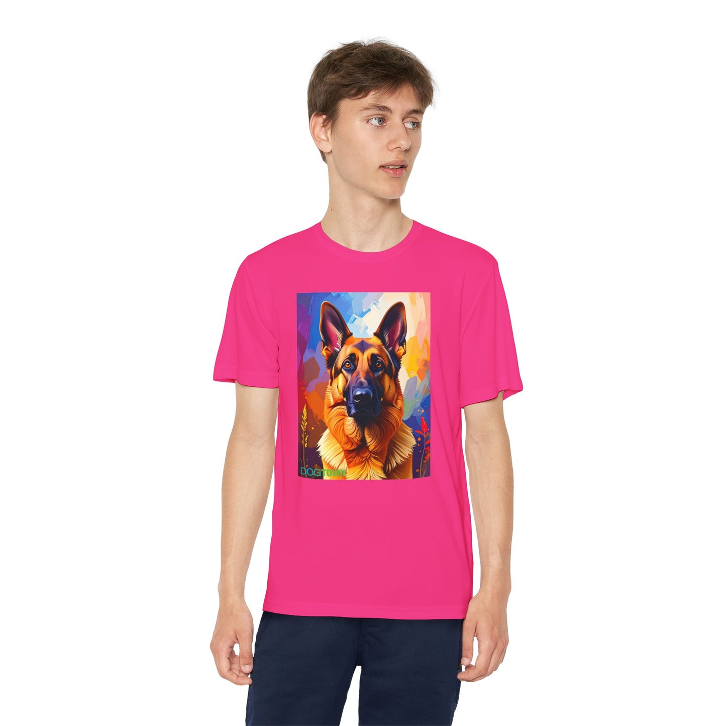 Pup Art Canvas - Kid's Sport Short Sleeve Tee (German Shepherd)