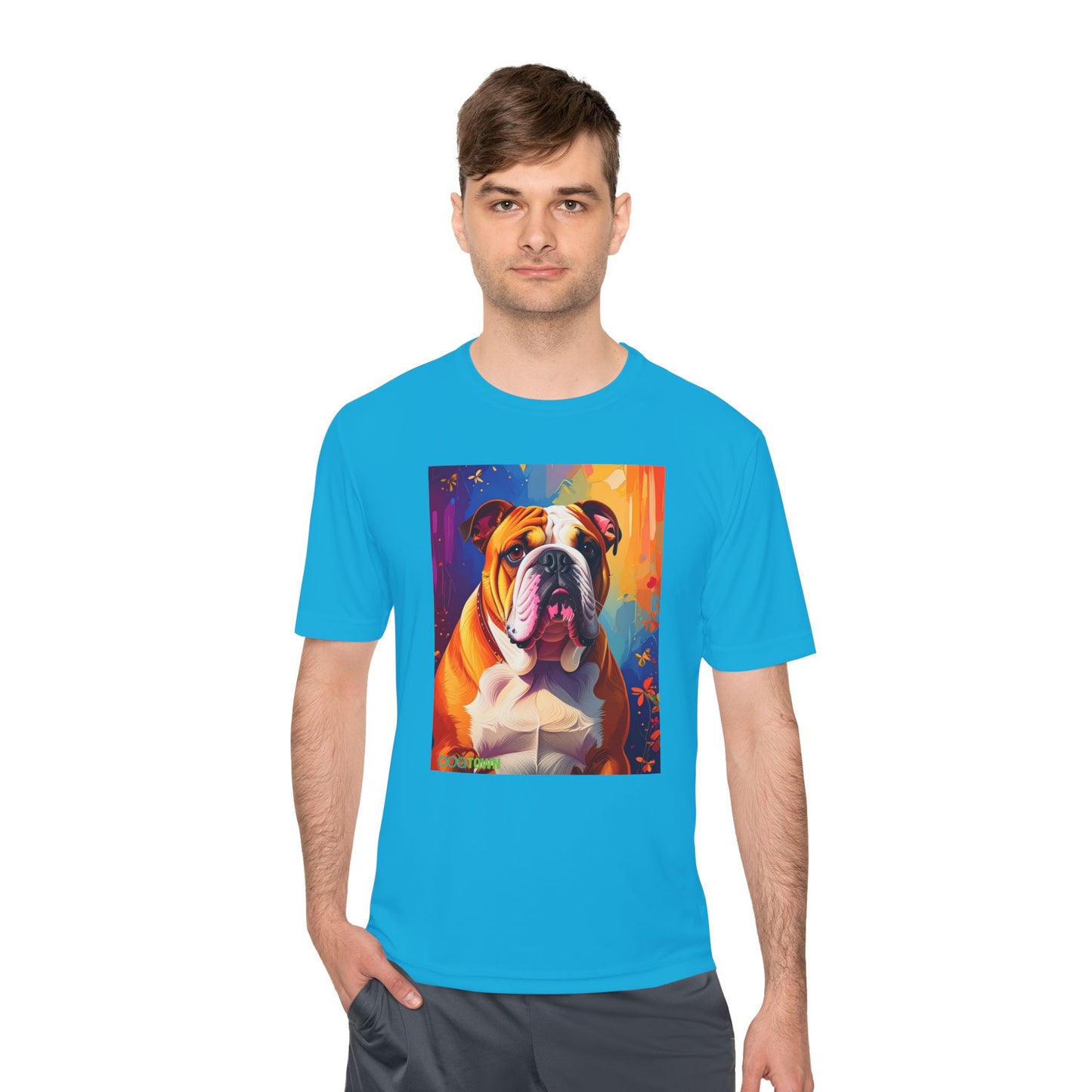 Pup Art Canvas Unisex Moisture Wicking Tee (English Bulldog)