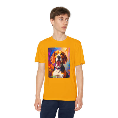 Pup Art Canvas - Kid's Sport Short Sleeve Tee (Beagle)