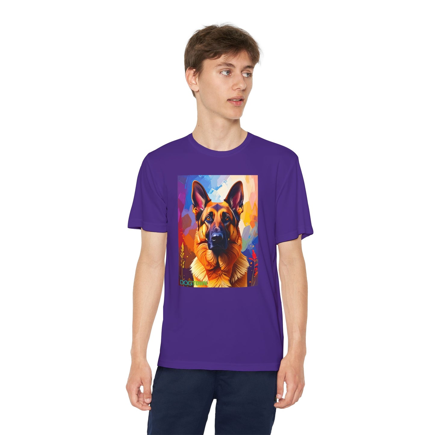 Pup Art Canvas - Kid's Sport Short Sleeve Tee (German Shepherd)