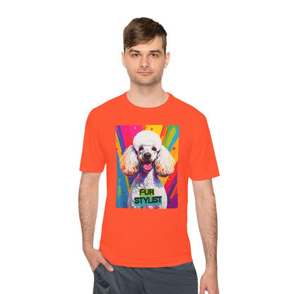 Dogtown Fur Stylist Groomer Short Sleeve Shirt (Colorful with White Poodle)