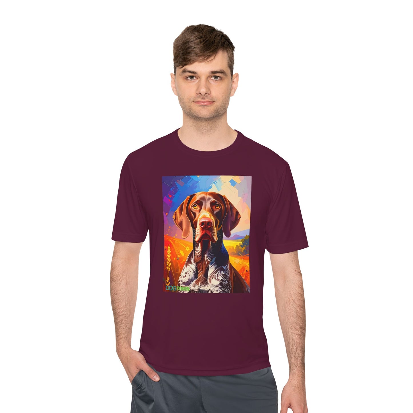 Pup Art Canvas Unisex Moisture Wicking Tee (German Shorthaired Pointer)