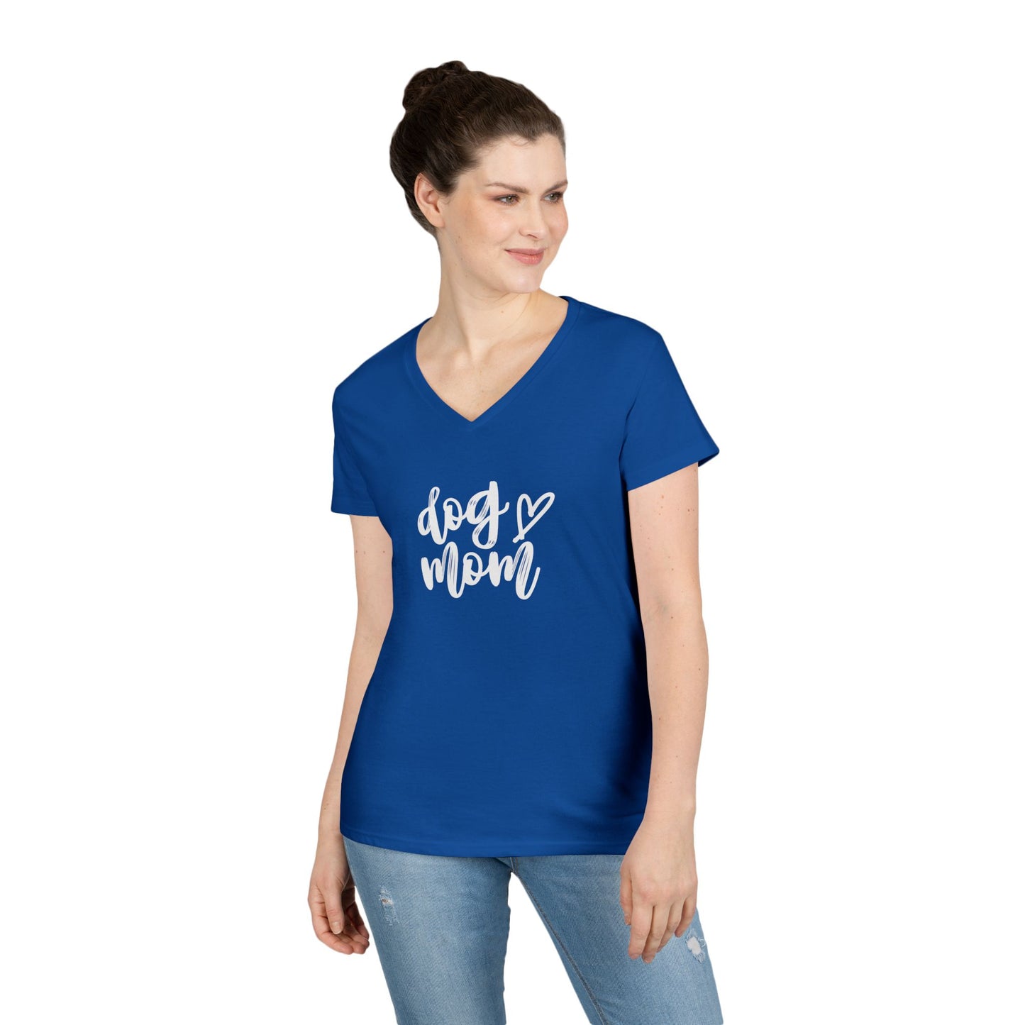 Dog Mom V-Neck T-Shirt, Cute Pet Lover Gift, Dog Lover Tee, Canine Mom Shirt, Casual Dog Apparel