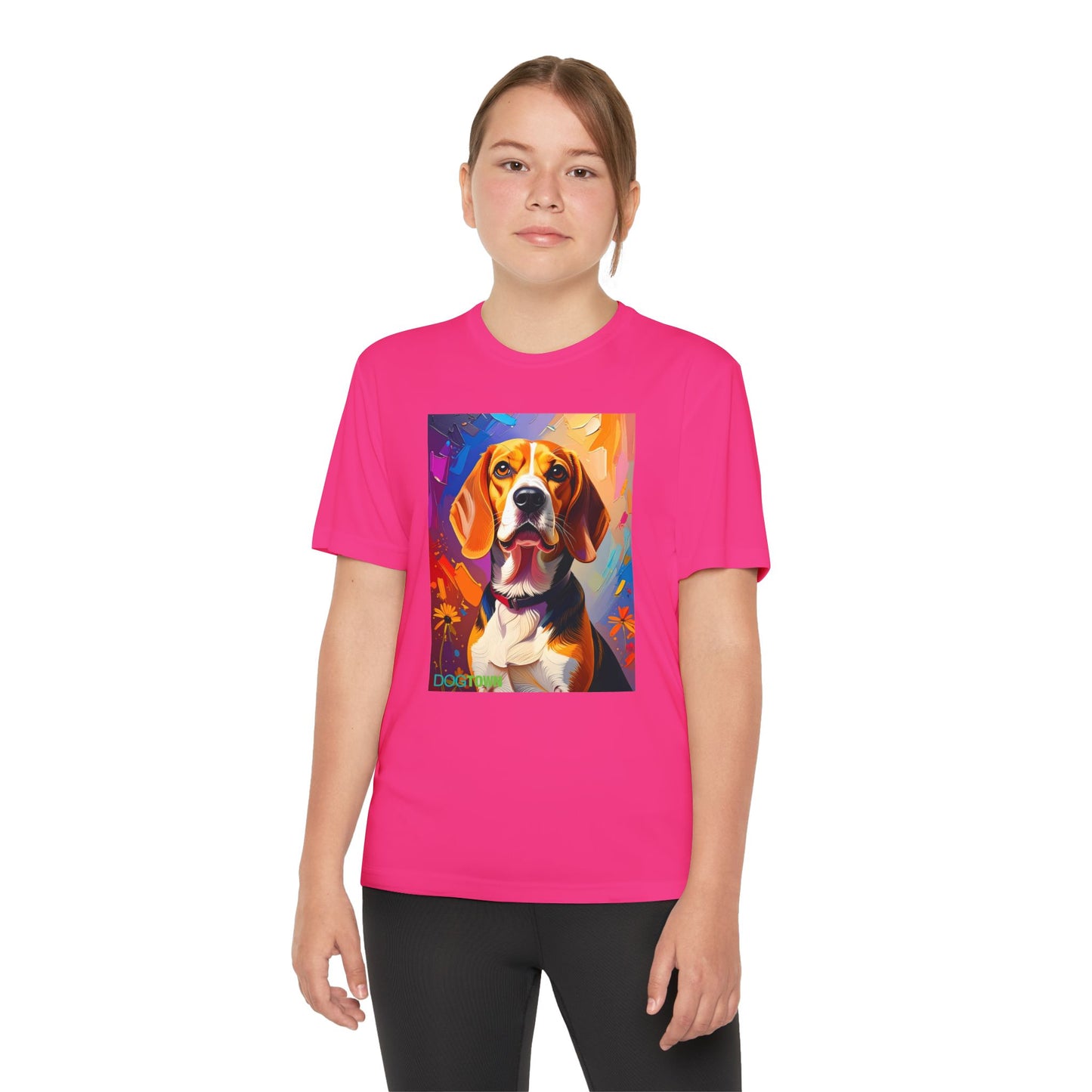 Pup Art Canvas - Kid's Sport Short Sleeve Tee (Beagle)