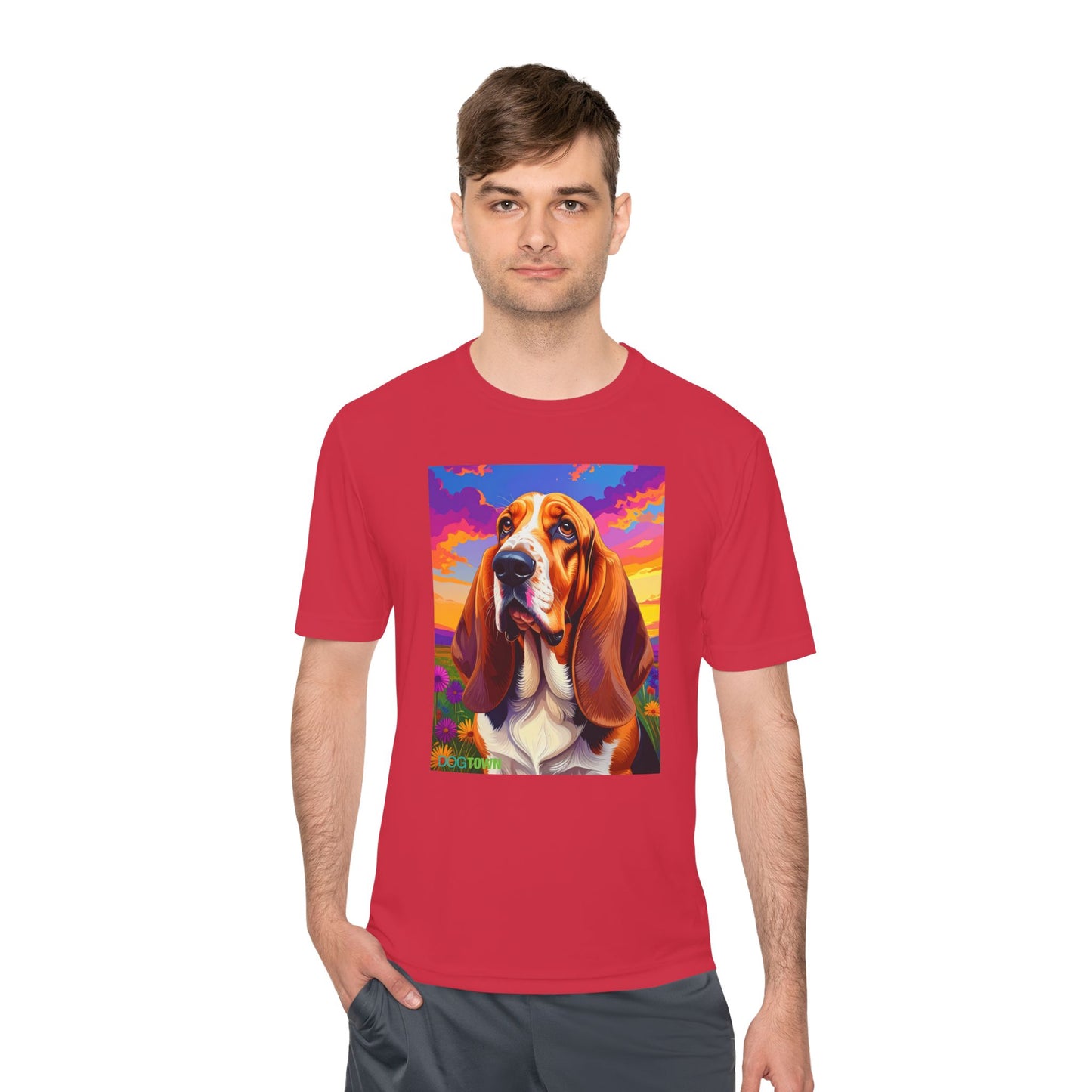 Pup Art Canvas Unisex Moisture Wicking Tee (Basset Hound)