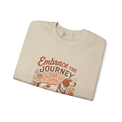 Dogtown Boho Revival "Embrace the Journey" Unisex Heavy Blend™ Crewneck Sweatshirt (German Shorthaired Pointer)
