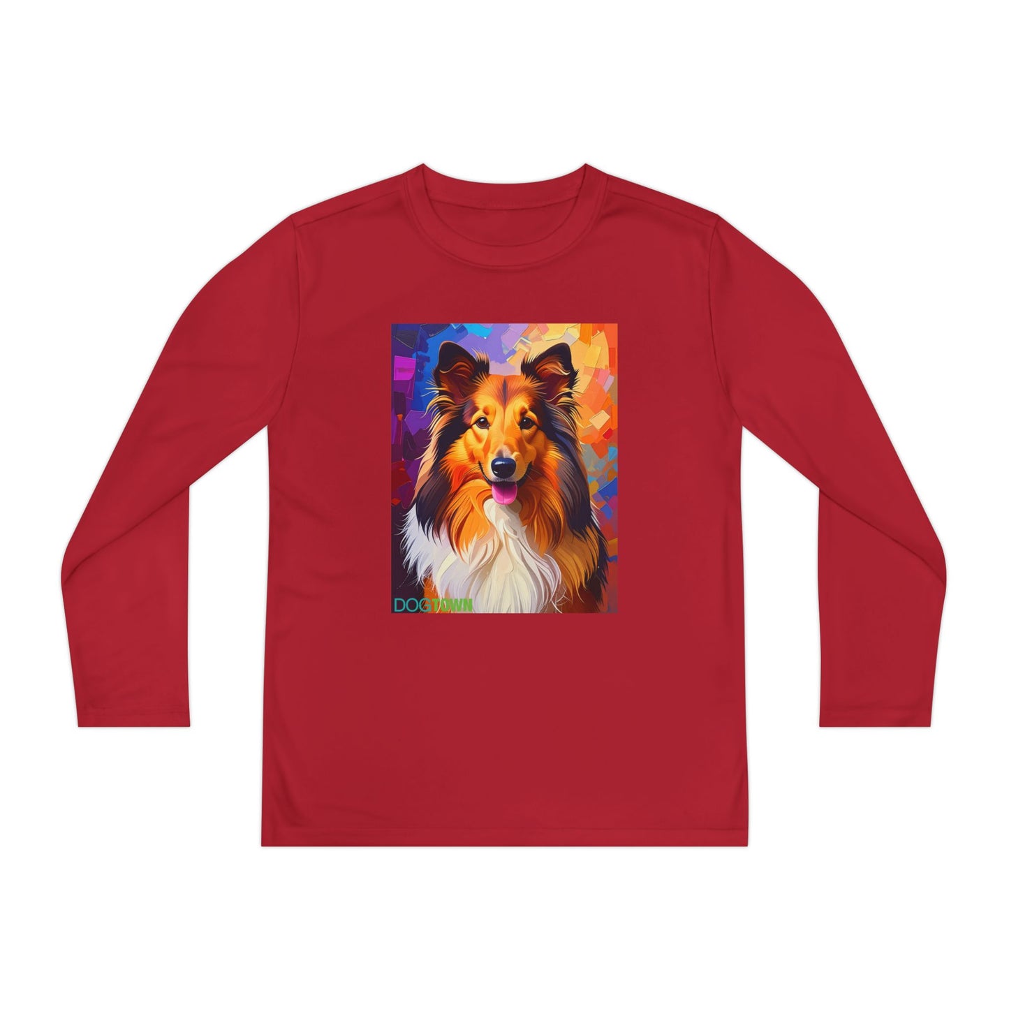 Pup Art Canvas - Kid's Sport Long Sleeve Tee (Sheltie - Shetland Sheepdog)