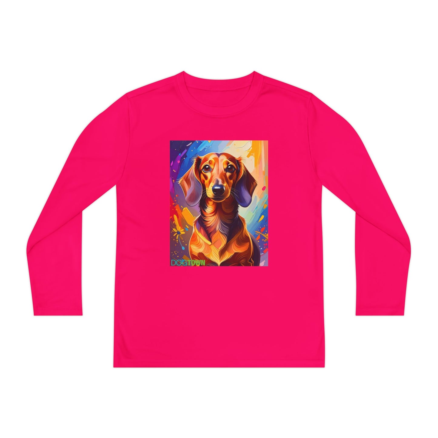 Pup Art Canvas - Kid's Sport Long Sleeve Tee (Dachshund)