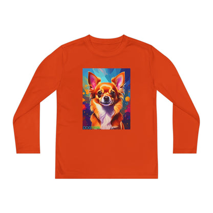 Pup Art Canvas - Kid's Sport Long Sleeve Tee (Chihuahua)