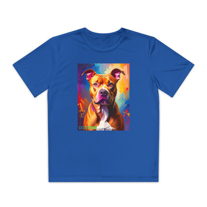 Pup Art Canvas - Kid's Sport Short Sleeve Tee (Pit Bull)