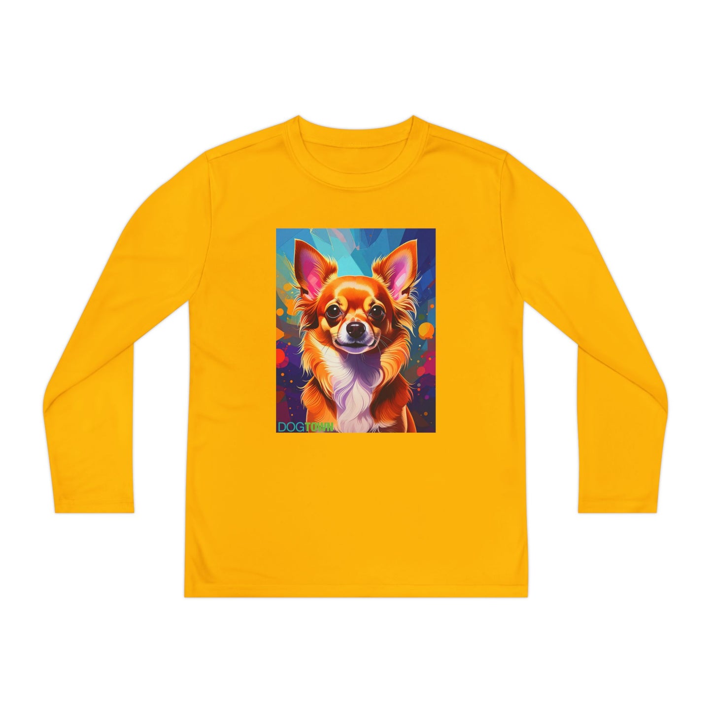 Pup Art Canvas - Kid's Sport Long Sleeve Tee (Chihuahua)