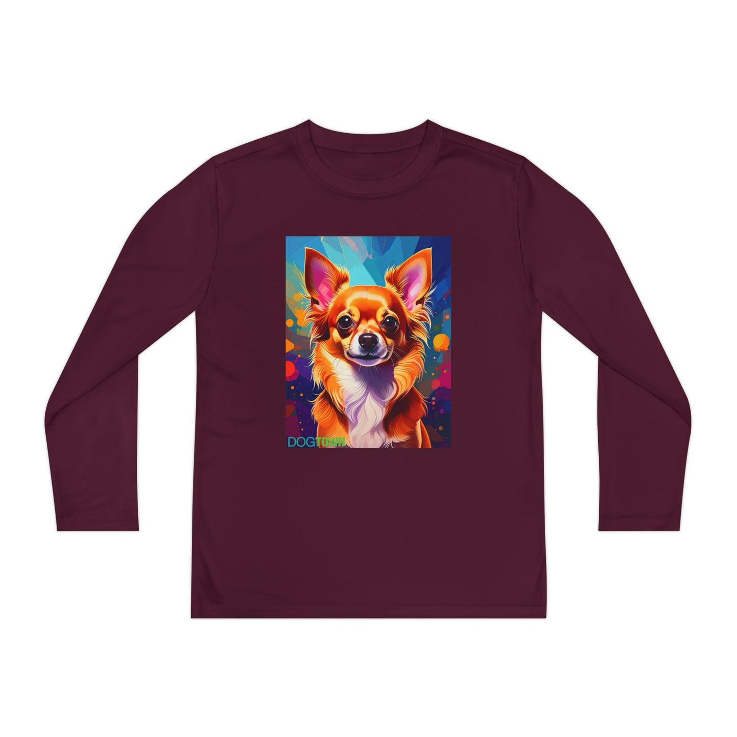 Pup Art Canvas - Kid's Sport Long Sleeve Tee (Chihuahua)