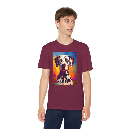 Pup Art Canvas - Kid's Sport Short Sleeve Tee (Dalmatian)