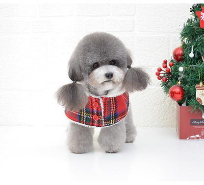 Festive Knitted Turtleneck Dog Sweater - Cozy Christmas Red Plaid Pet Winter Coat