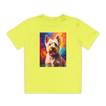 Pup Art Canvas - Kid's Sport Short Sleeve Tee (West Highland White Terrier)