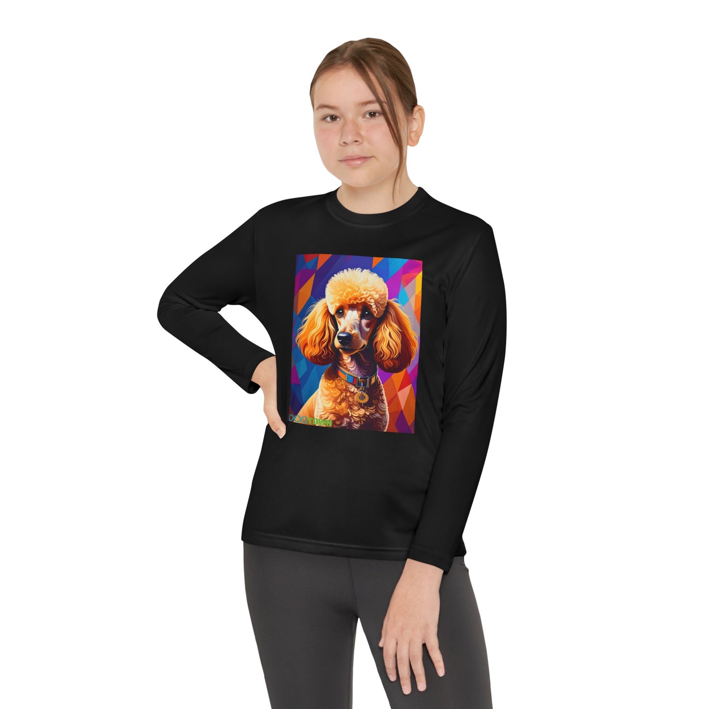 Pup Art Canvas - Kid's Sport Long Sleeve Tee (Toy Poodle)