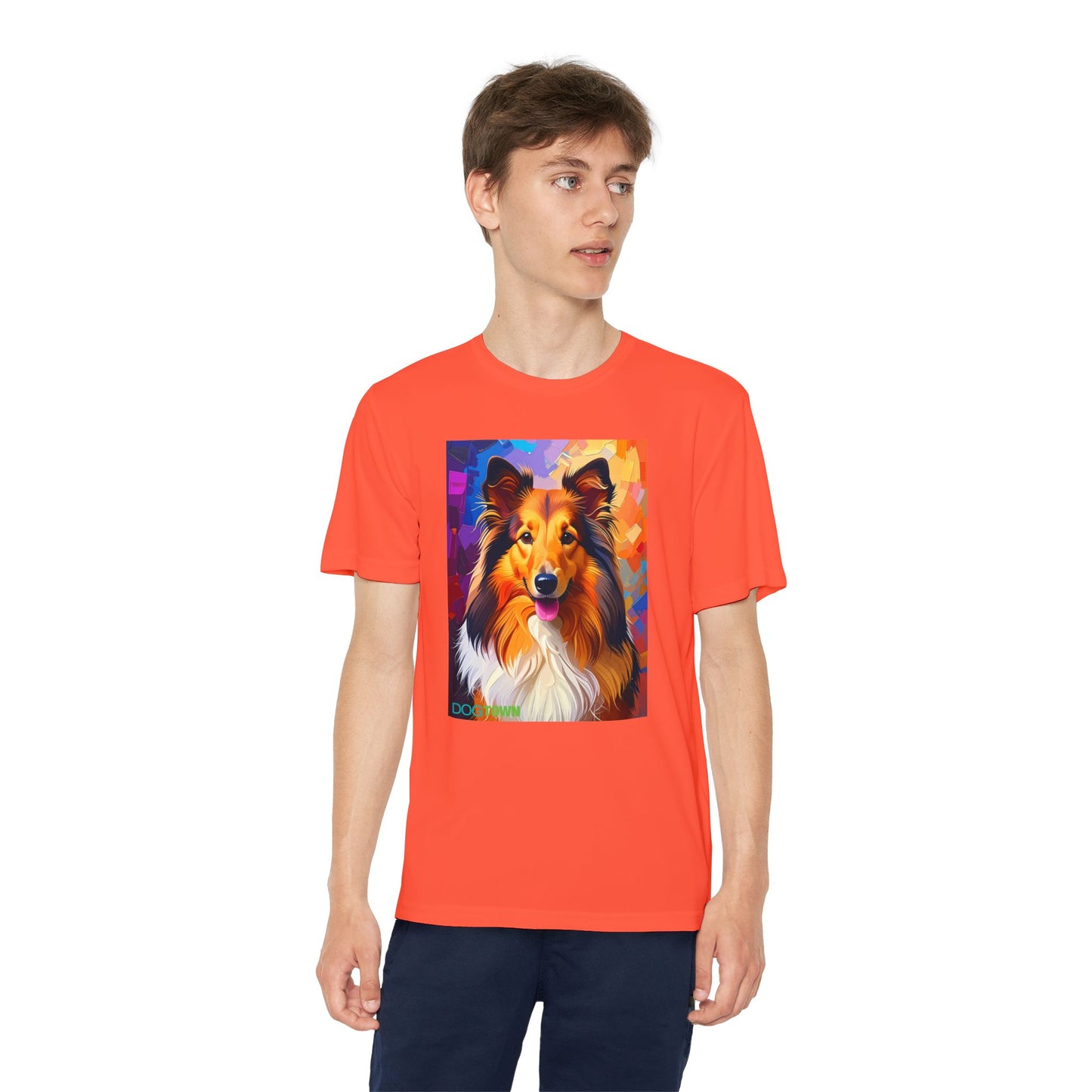 Pup Art Canvas - Kid's Sport Short Sleeve Tee (Sheltie - Shetland Sheepdog)