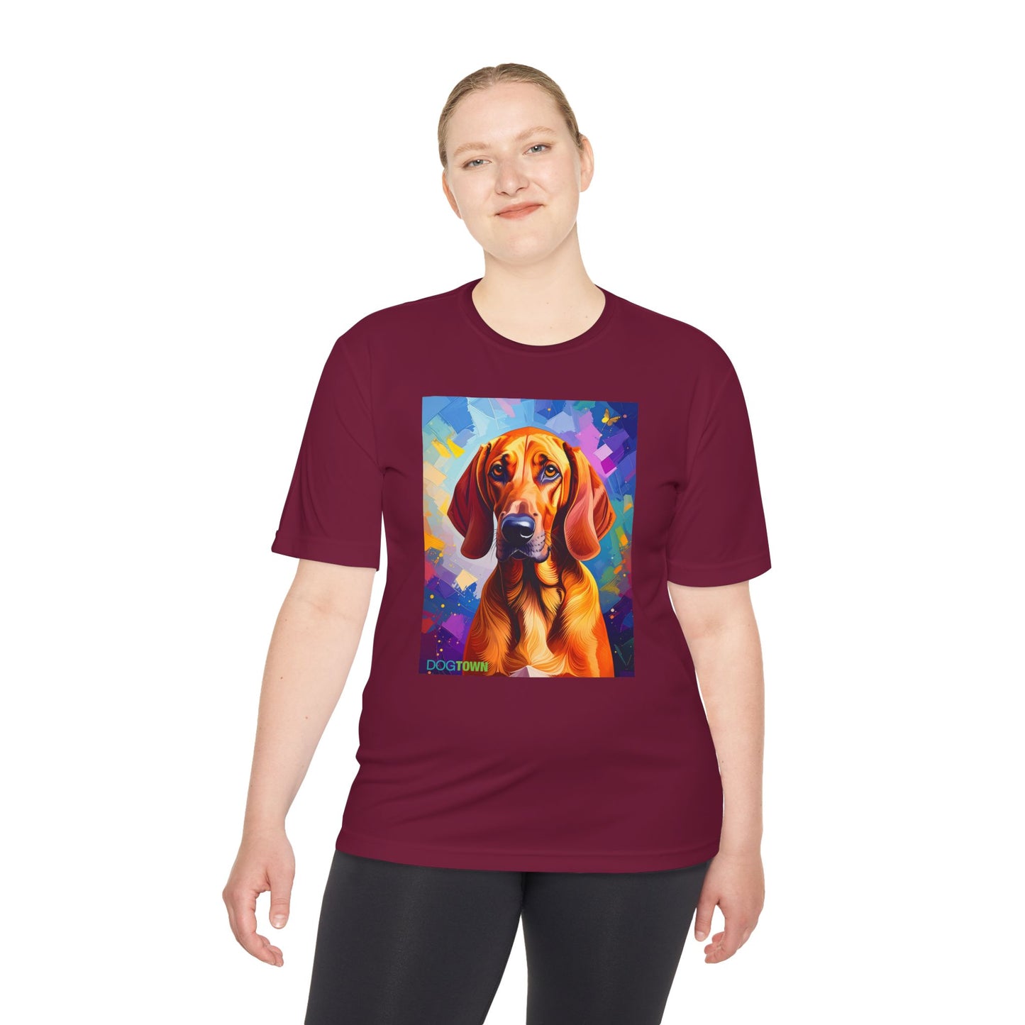 Pup Art Canvas Unisex Moisture Wicking Tee (Redbone Coonhound)