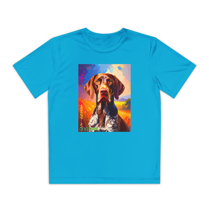 Pup Art Canvas - Kid's Sport Short Sleeve Tee (German Shorthaired Pointer)