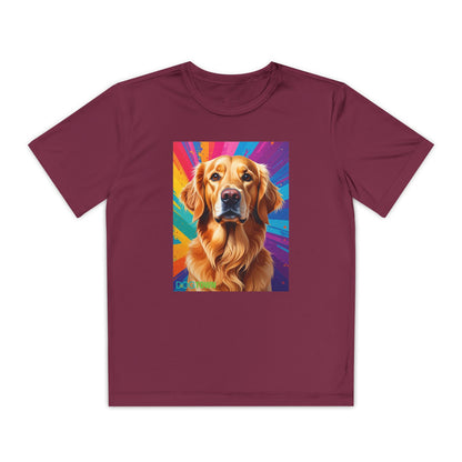 Pup Art Canvas - Kid's Sport Short Sleeve Tee (Golden Retriever)