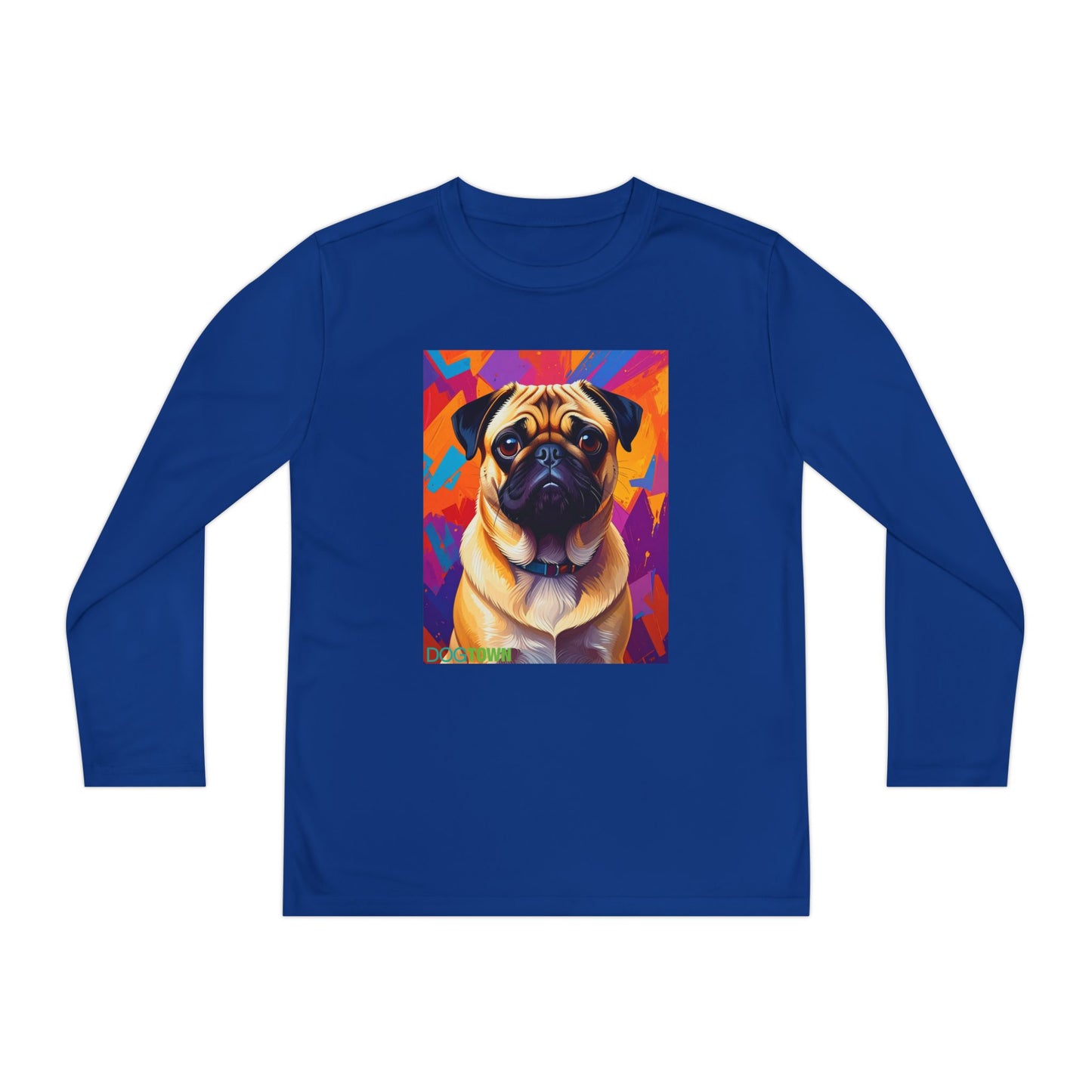 Pup Art Canvas - Kid's Sport Long Sleeve Tee (Pug)