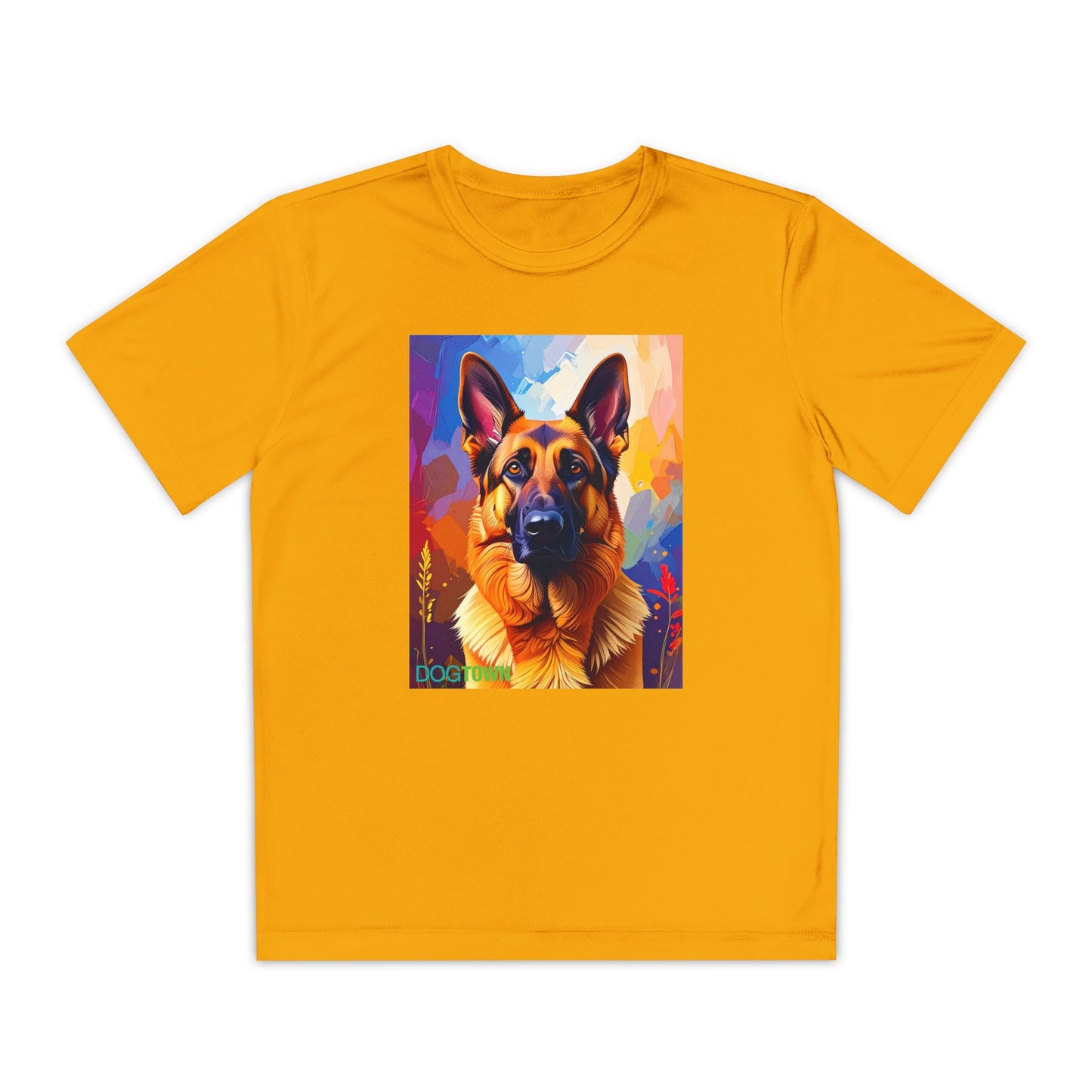 Pup Art Canvas - Kid's Sport Short Sleeve Tee (German Shepherd)