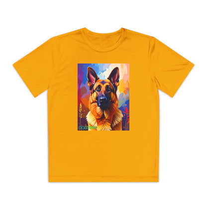 Pup Art Canvas - Kid's Sport Short Sleeve Tee (German Shepherd)