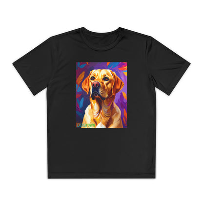 Pup Art Canvas - Kid's Sport Short Sleeve Tee (Yellow Lab)