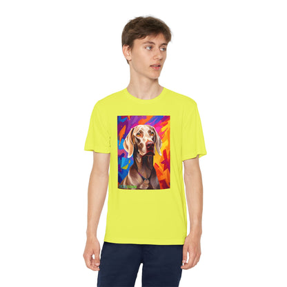 Pup Art Canvas - Kid's Sport Short Sleeve Tee (Weimaraner)