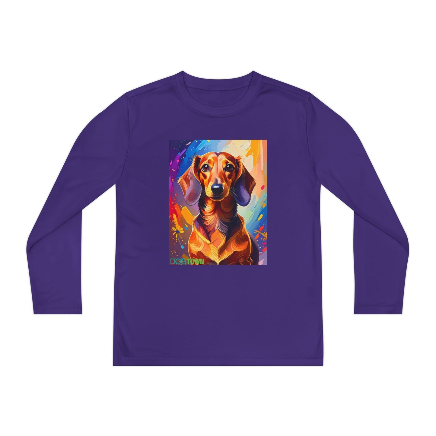 Pup Art Canvas - Kid's Sport Long Sleeve Tee (Dachshund)