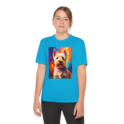 Pup Art Canvas - Kid's Sport Short Sleeve Tee (West Highland White Terrier)