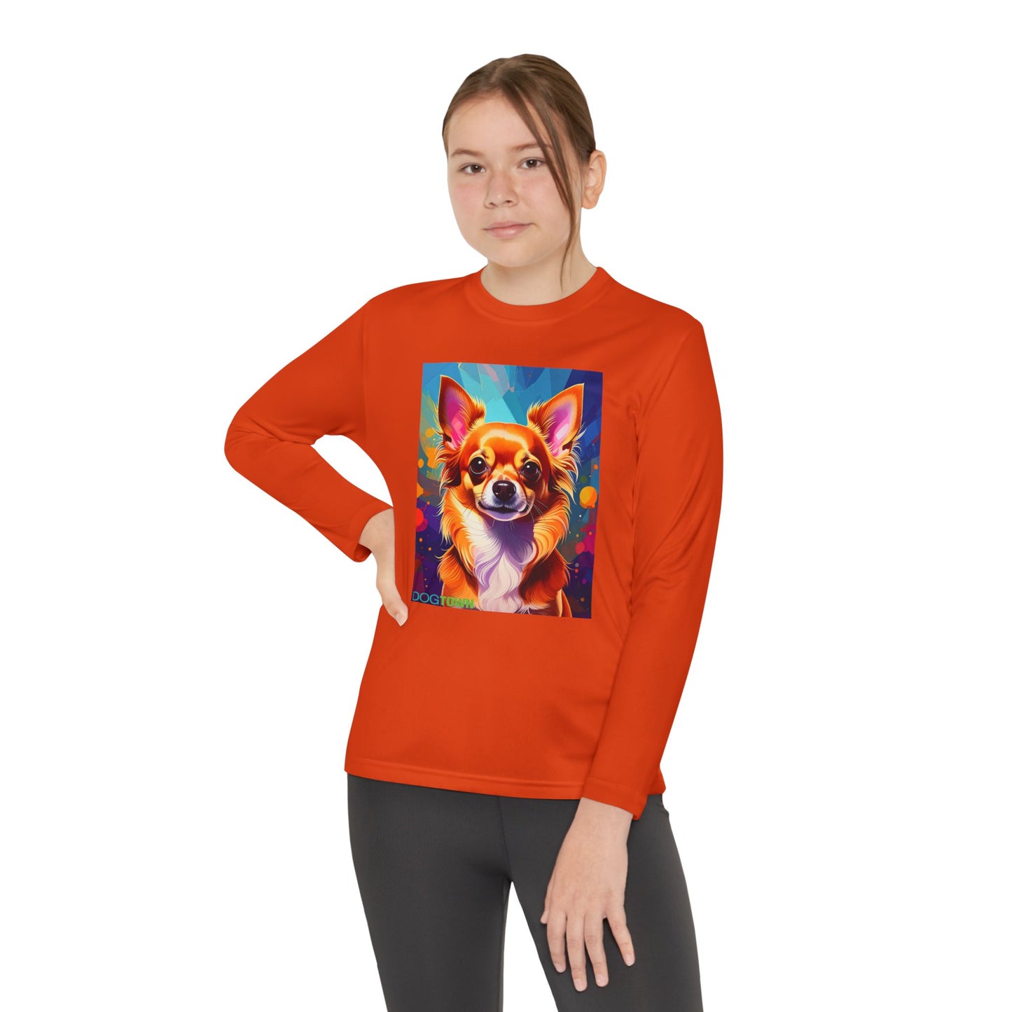 Pup Art Canvas - Kid's Sport Long Sleeve Tee (Chihuahua)