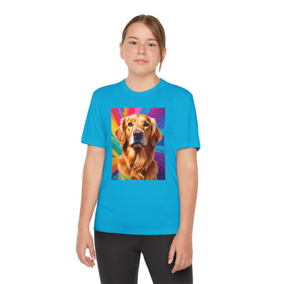 Pup Art Canvas - Kid's Sport Short Sleeve Tee (Golden Retriever)
