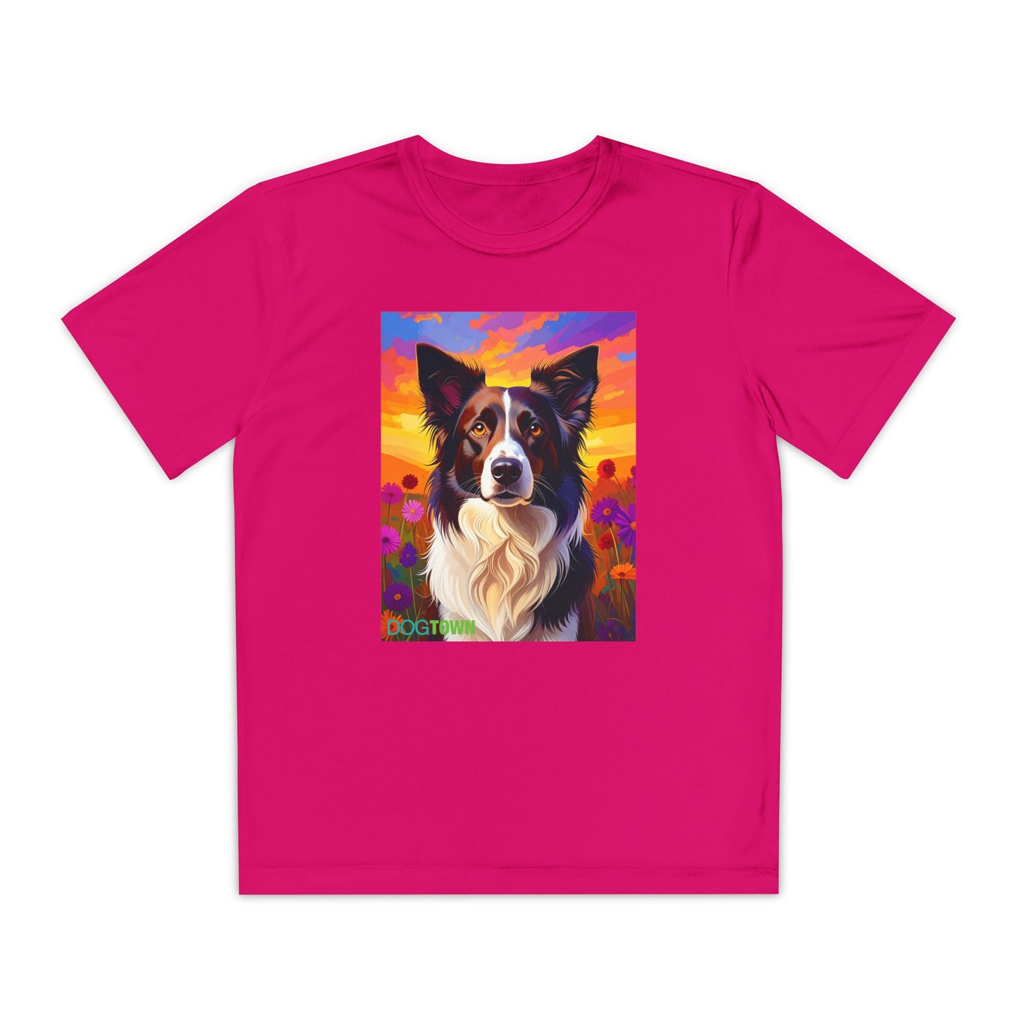 Pup Art Canvas - Kid's Sport Short Sleeve Tee (Border Collie)