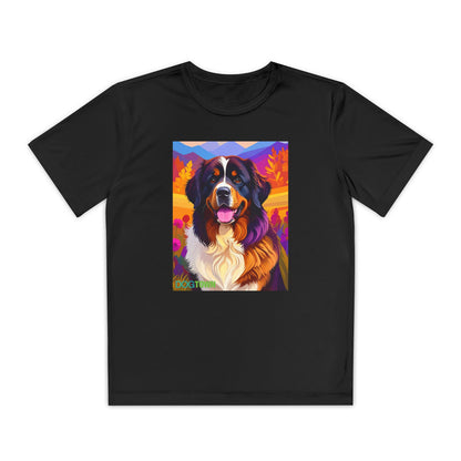 Pup Art Canvas - Kid's Sport Short Sleeve Tee (Bernese Mountain Dog)