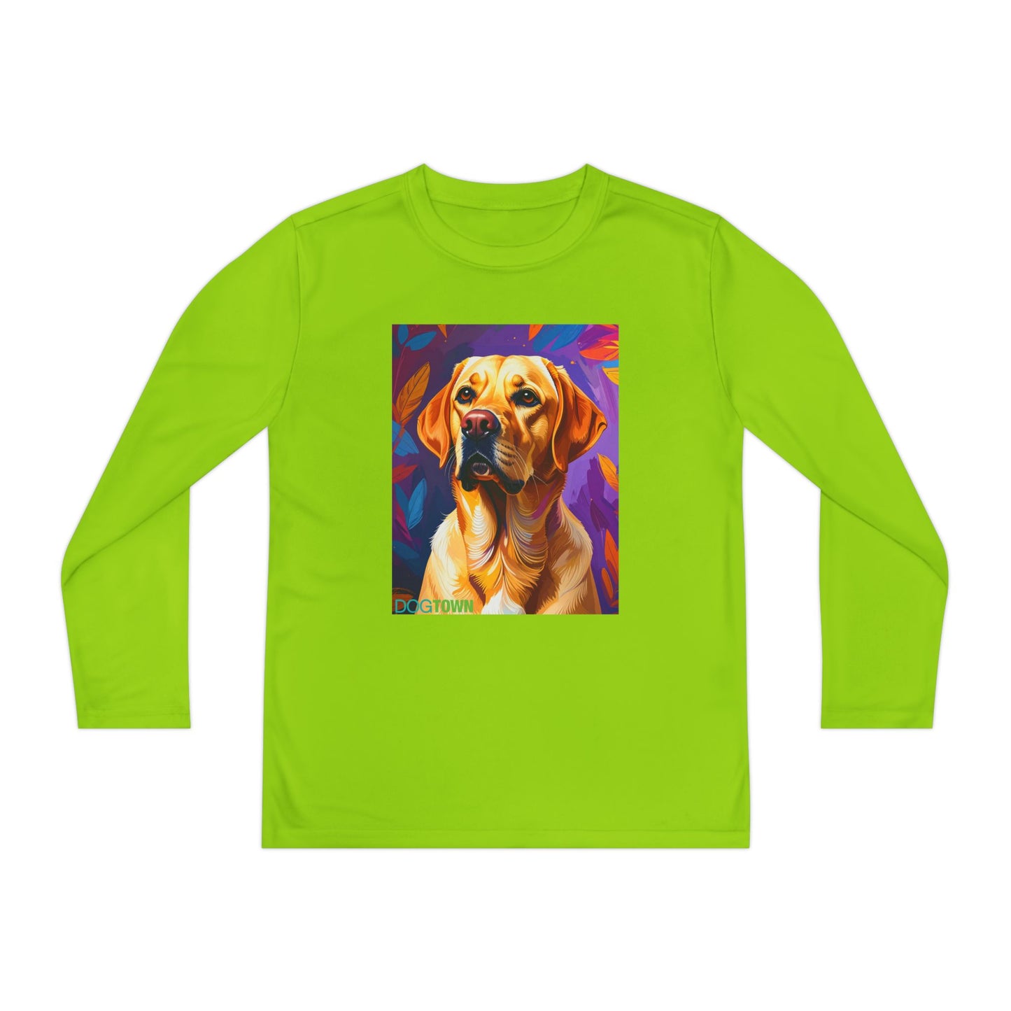 Pup Art Canvas - Kid's Sport Long Sleeve Tee (Yellow Lab)