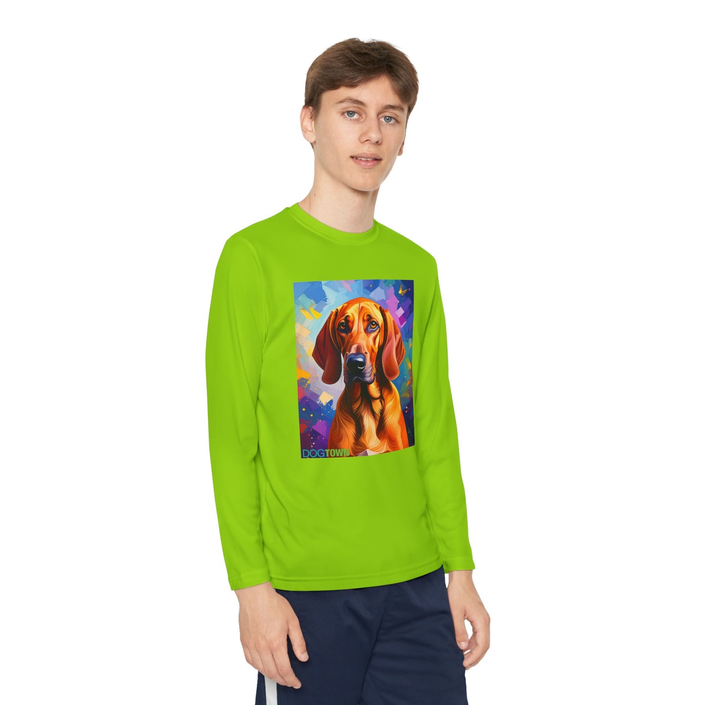 Pup Art Canvas - Kid's Sport Long Sleeve Tee (Redbone Coonhound)