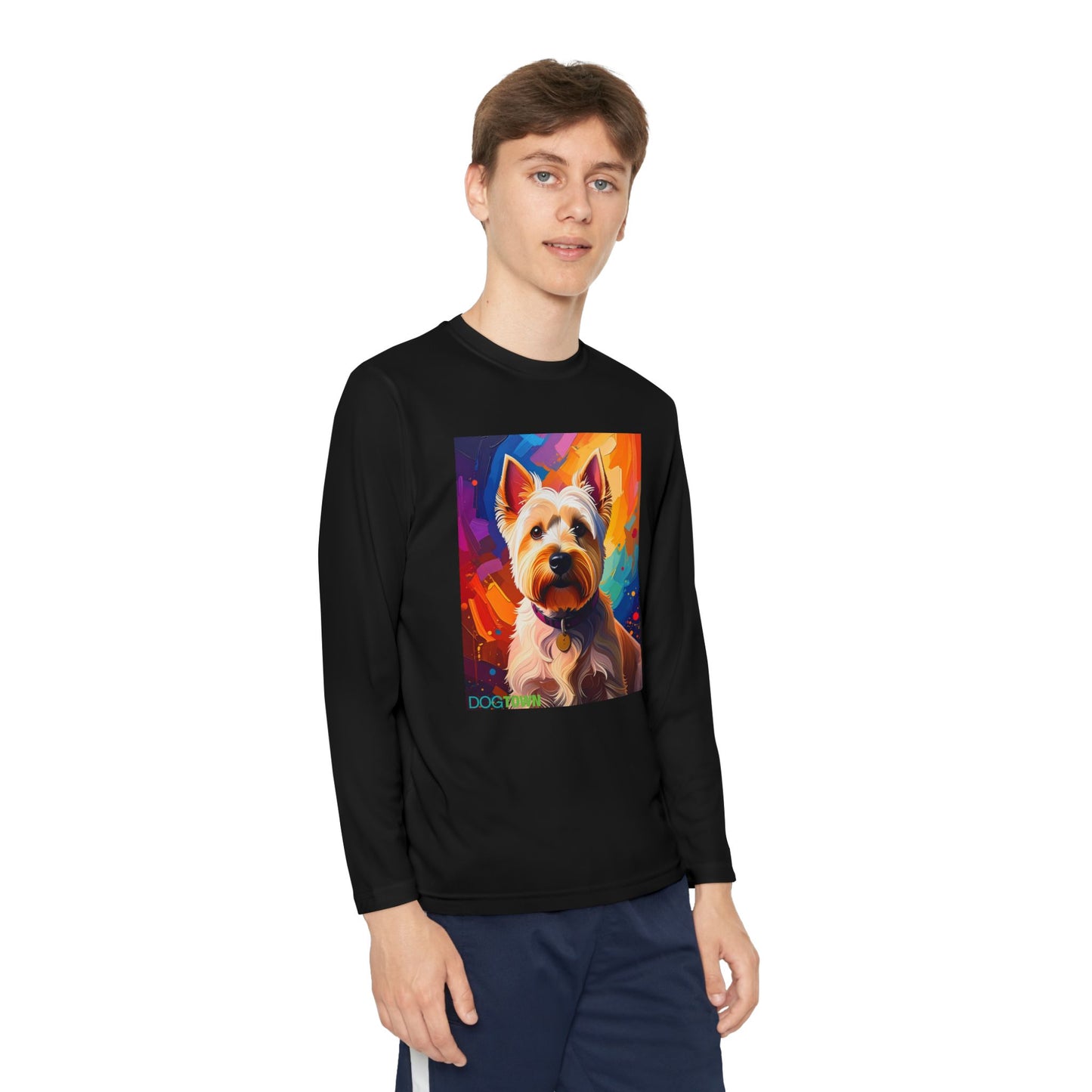 Pup Art Canvas - Kid's Sport Long Sleeve Tee  (West Highland White Terrier)