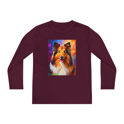 Pup Art Canvas - Kid's Sport Long Sleeve Tee (Sheltie - Shetland Sheepdog)
